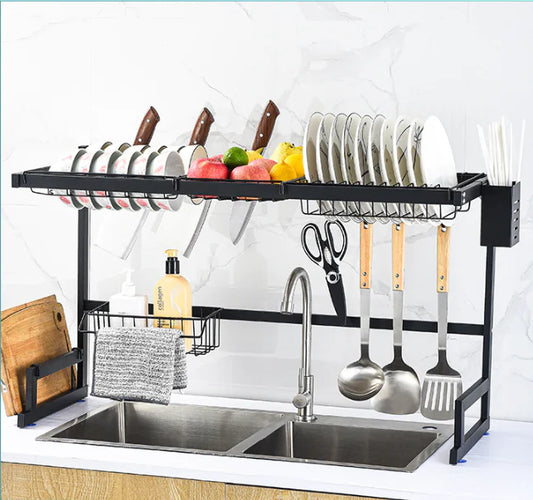 Stainless Steel Sink Rack for Dish Storage and Drainage